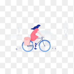 骑自行车的女孩插画