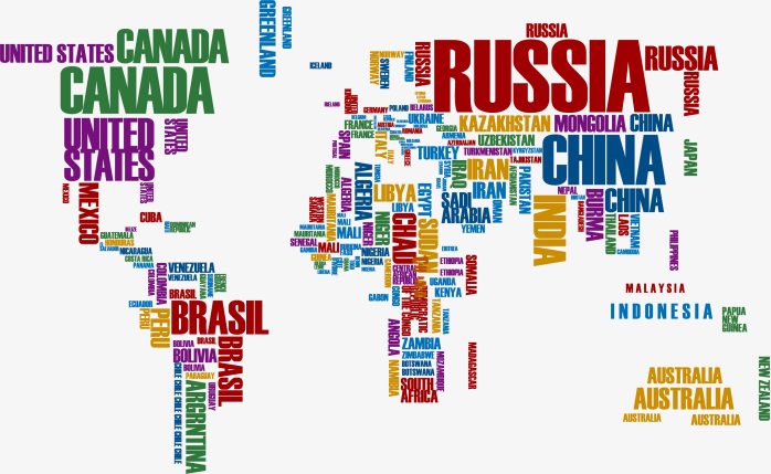 创意英文世界地图