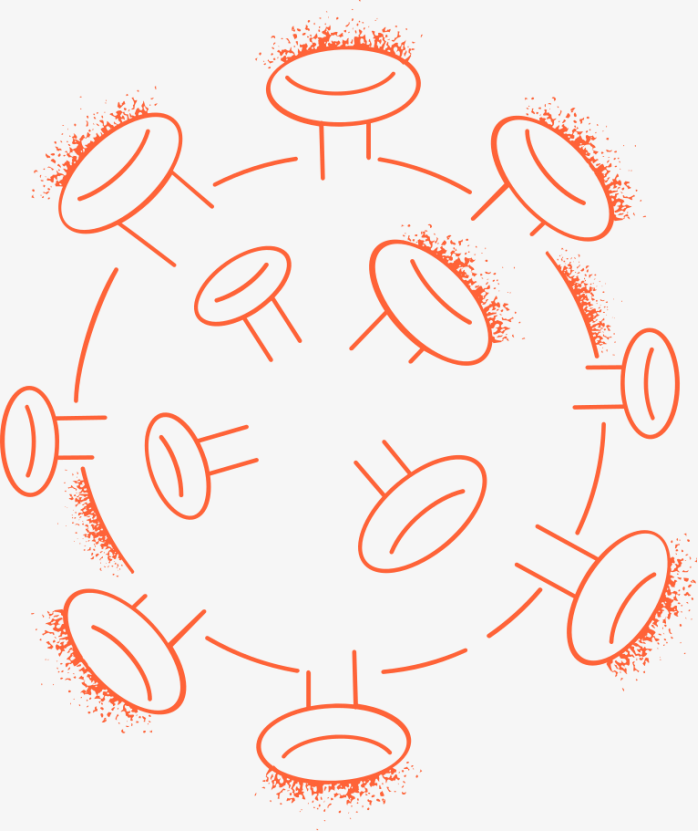 手绘矢量新冠病毒