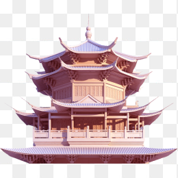 中国风建筑卡通立绘