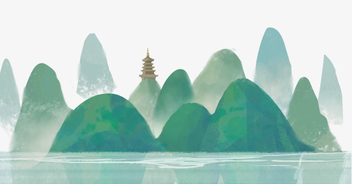 手绘中国风山水风景画