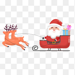 手绘卡通圣诞老人麋鹿