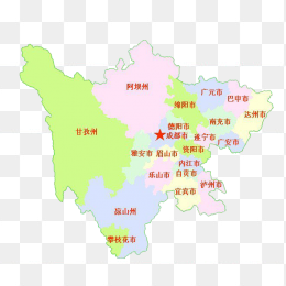 彩色四川地图