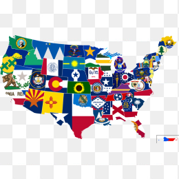 彩色美国地图