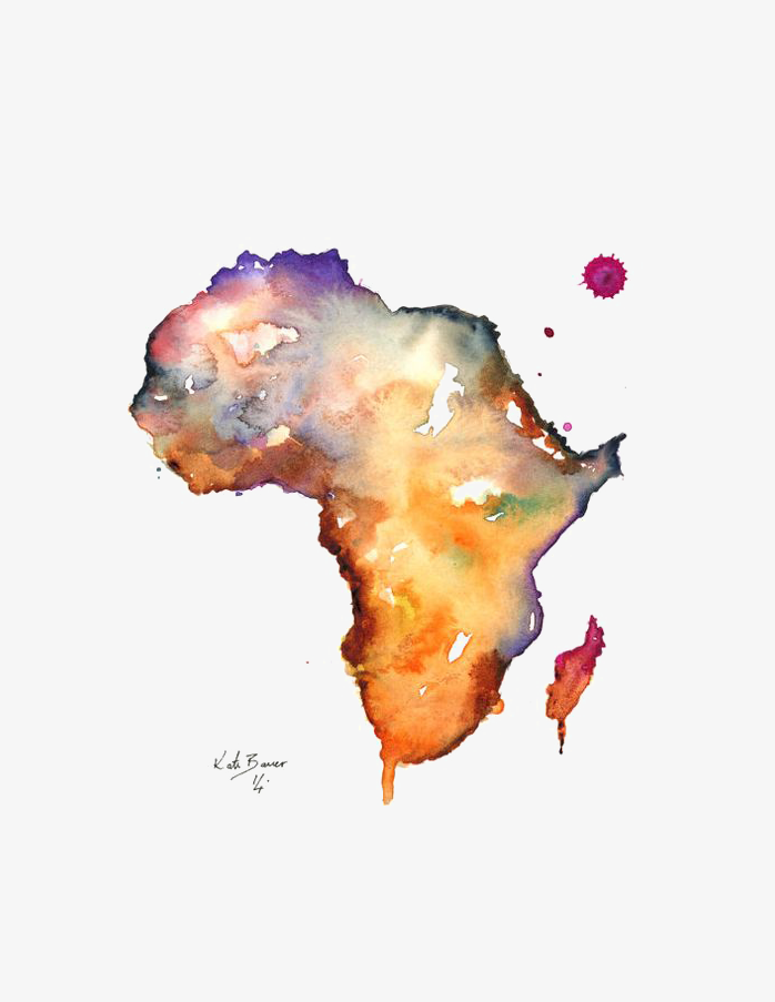 非洲彩墨地图