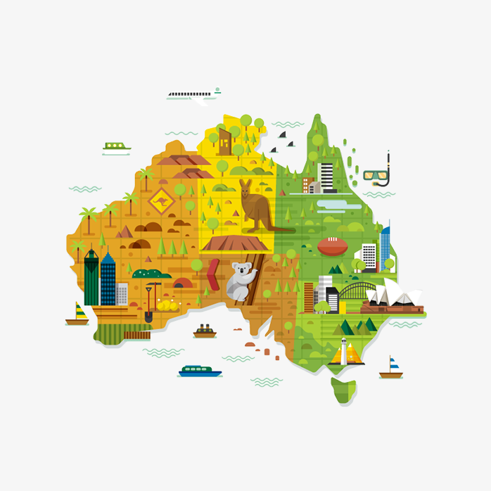 手绘澳大利亚地图