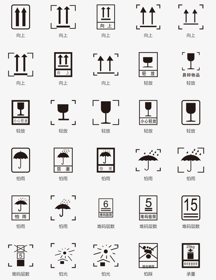 一组包装注意标识合集