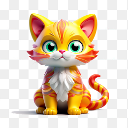 快图网AI创作彩色3D猫咪