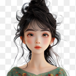 快图网创作凌乱头发的3D美女头像