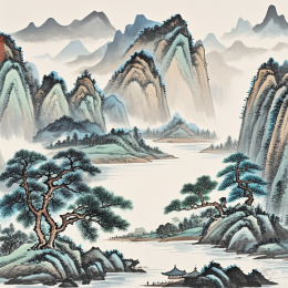 手绘中国风古风山水画