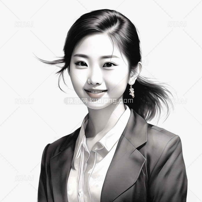 快图网创作手绘素描漂亮美女肖像