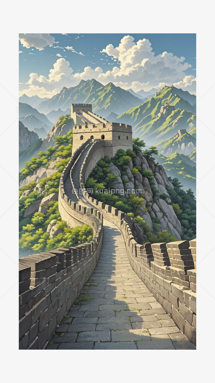 中国长城手绘插画