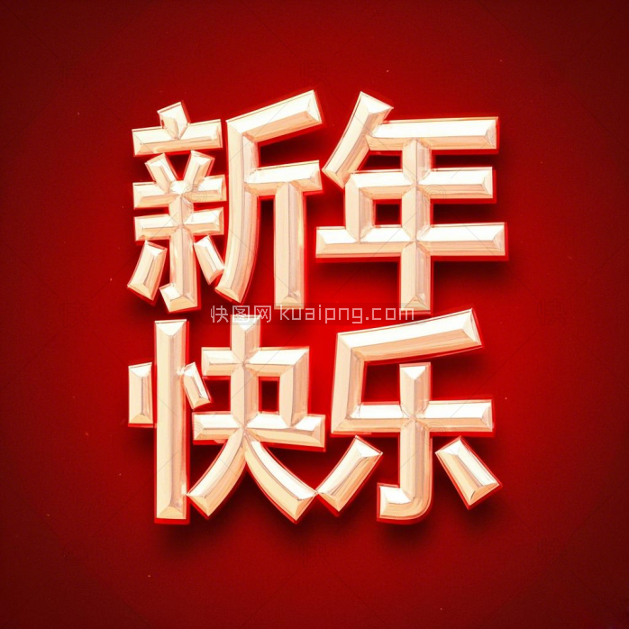 新年快乐立体字